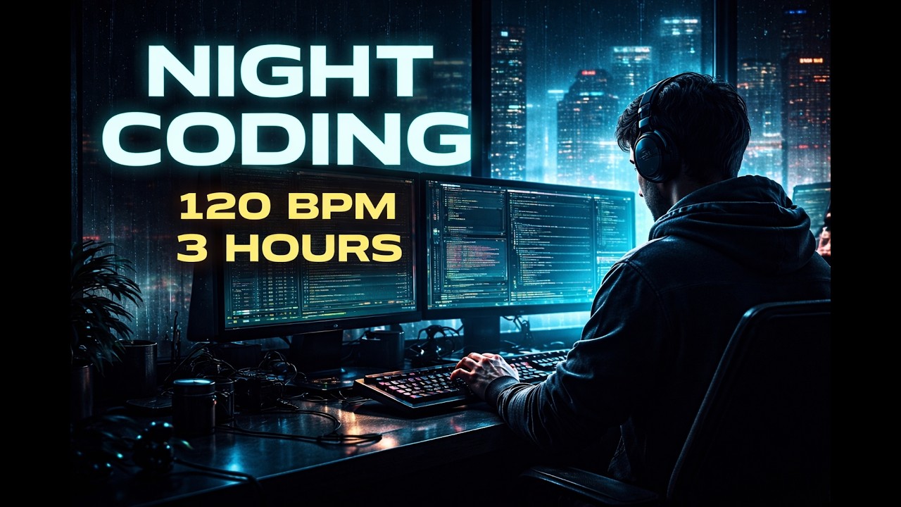 Night Coding Electro – 120 BPM Dark Techno Focus for Programming | 3 Hours (4K)