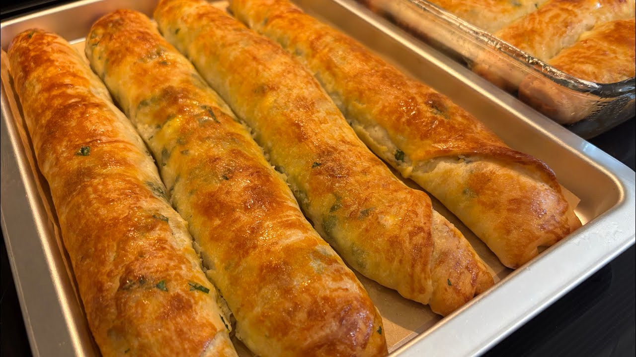 Turkish bread recipe  / Homemade Turkish cheese borek recipe / نان بورک پنیری