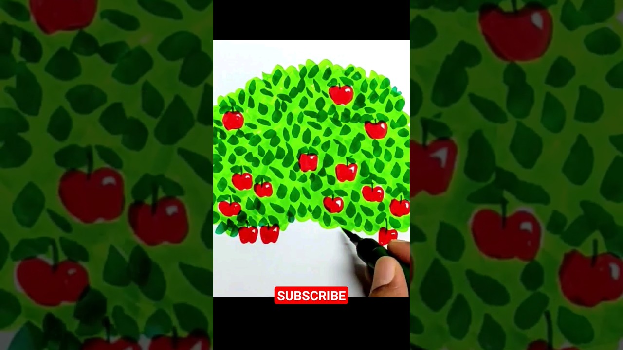 Apple tree drawing easy easy#shorts #youtubeshorts #treedrawing