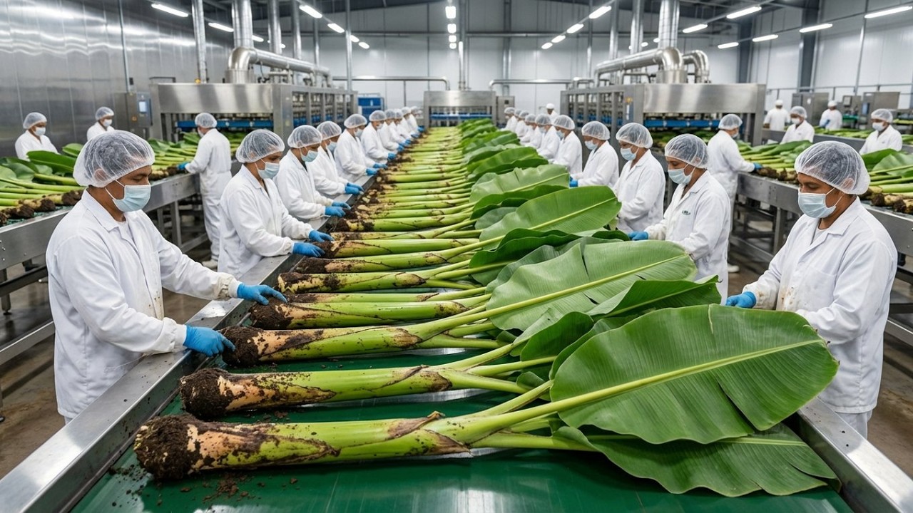 Turning Waste Banana Stems into High-Grade Fiber (Satisfying Process)
