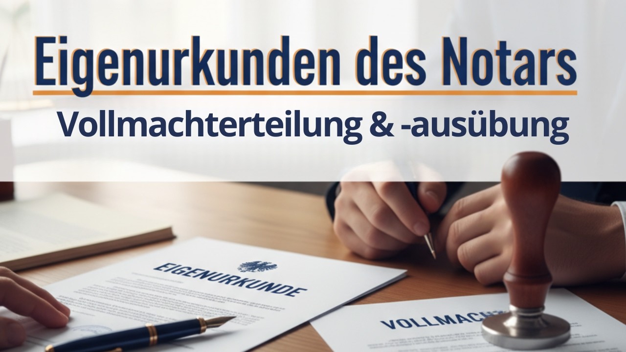 Eigenurkunden des Notars – Vollmachterteilung und  -ausübung