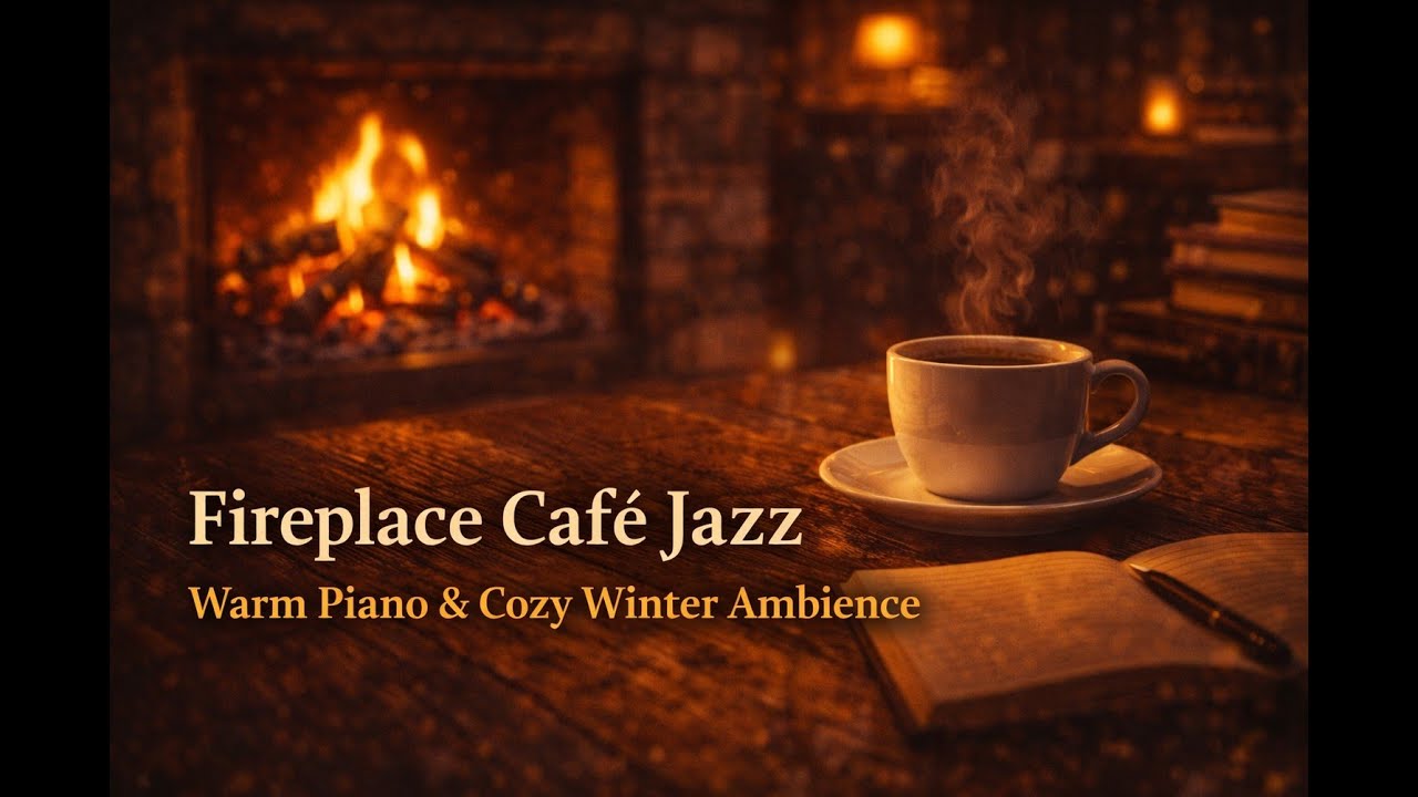 Fireplace Café Jazz 🔥 | Warm Piano & Cozy Winter Ambience