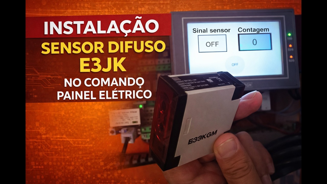 Instalação sensor E3JK  24v fotoelétrico difuso comando eletrico no painel ihm clp
