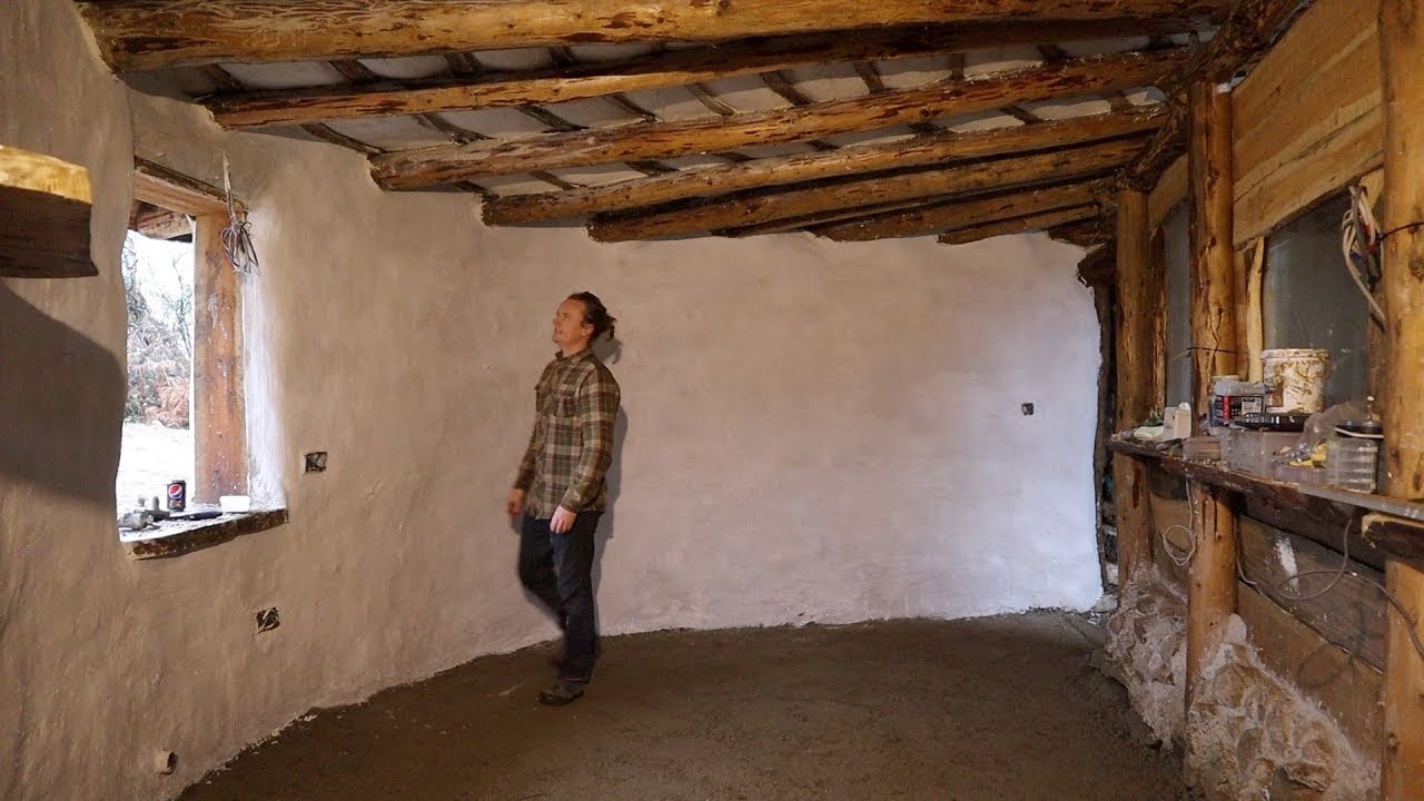 Off Grid Earthbag Workshop Part 43 Man Cave Floor And Lime Plaster