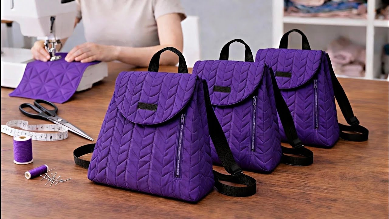 Бюджетный стеганый рюкзак из ненужной куртки. Самая простая модель. Мастер-класс для начинающих.
