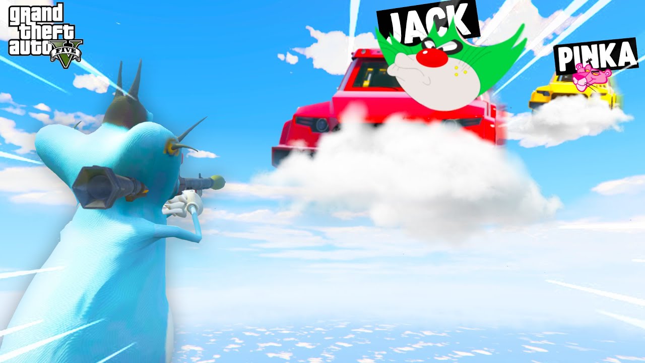 OGGY AND JACK VS PINKA AND SHINCHAN IN RPG VS FLYING CAR CHALLENGE (GTA 5 Funny Moments)