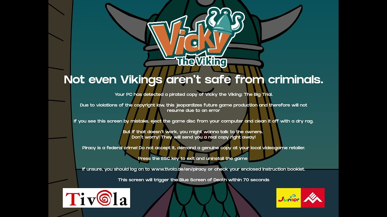 (disowned) Vicky The Viking:  The Big Trial  - Anti Piracy Screen
