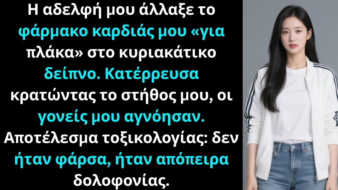 Η αδελφή μου άλλαξε το φάρμακο καρδιάς μου για πλάκα στο κυριακάτικο δείπνο.
