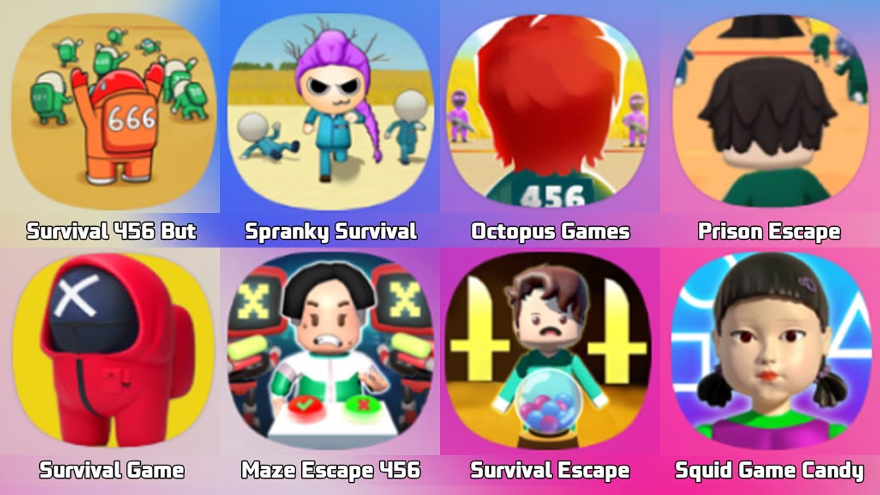 456 Survival But It's Prison, Rainbow But It's Alphabet War, Squid Game, Rainbow Garten