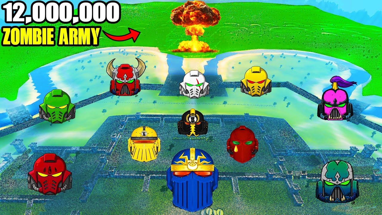 Every SPACE MARINE Army MEGA-FORTRESS vs 12,000,000 Zombie ARMY?! - UEBS 2: Warhammer 40k