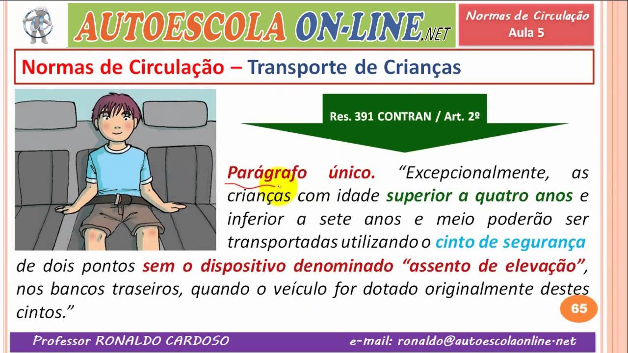 22 NORMAS DE CIRCULAÇÃO - Motocicletas, Transporte de Crianças, Classificação Vias