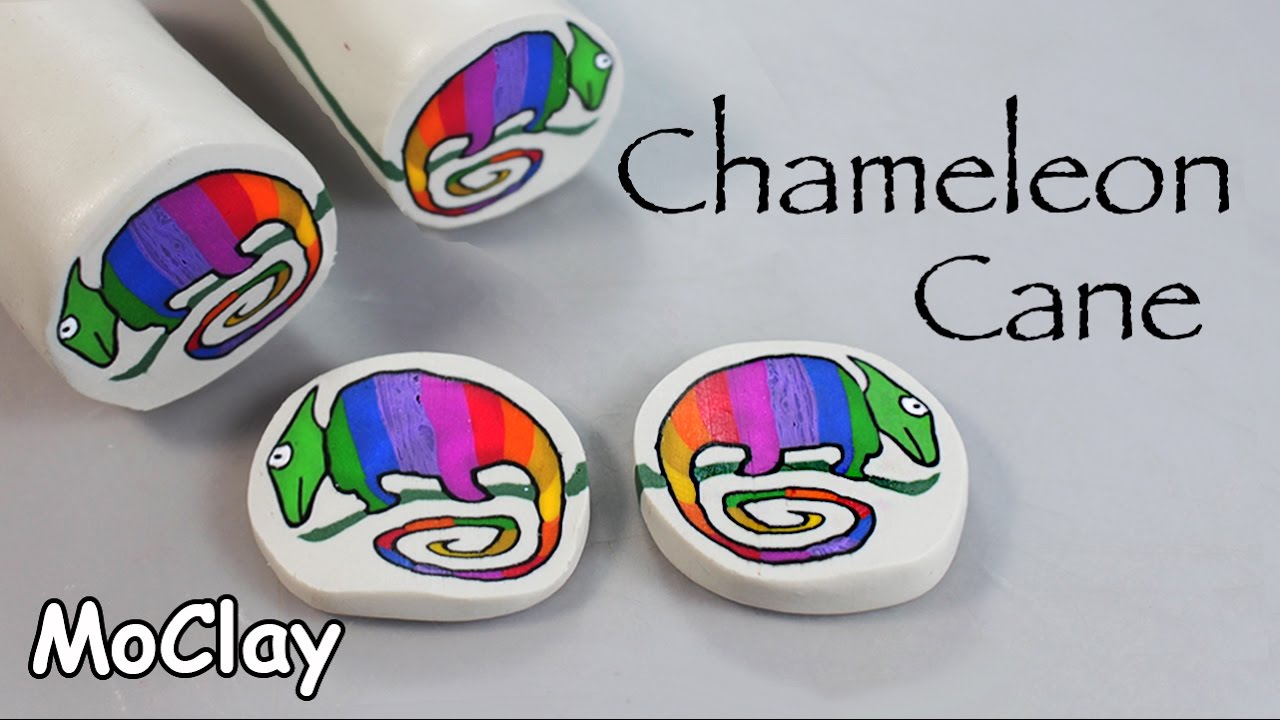 DIY Chameleon cane - Polymer clay tutorial.