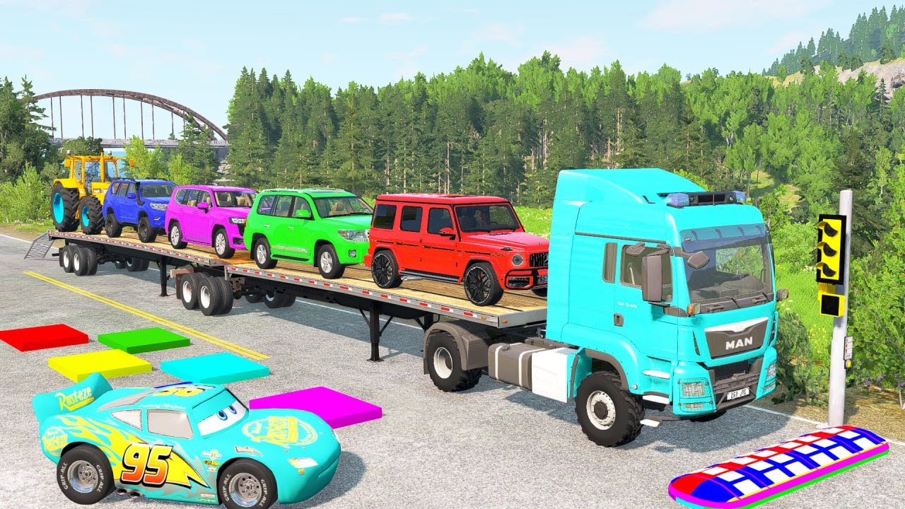 Truck vs Colored Path Challenge - BeamNG.Drive