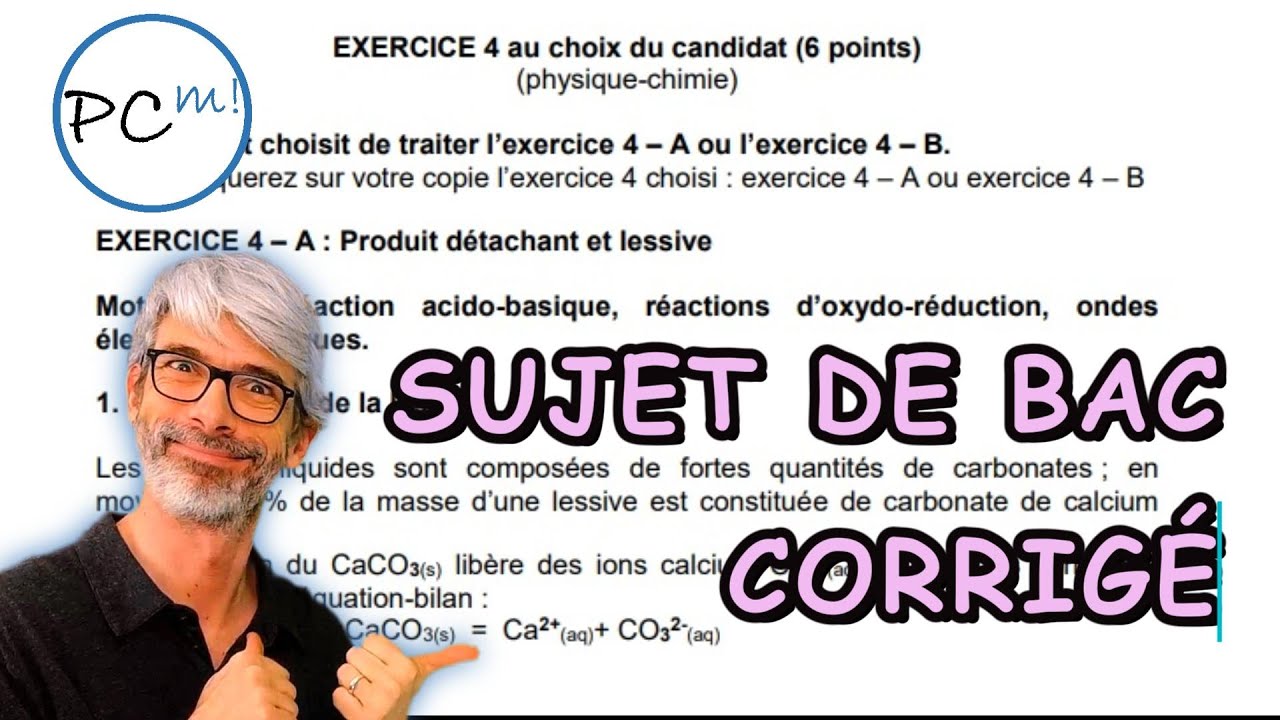 Produit détachant et lessive : sujet de bac STI2D corrigé. Physique chimie.