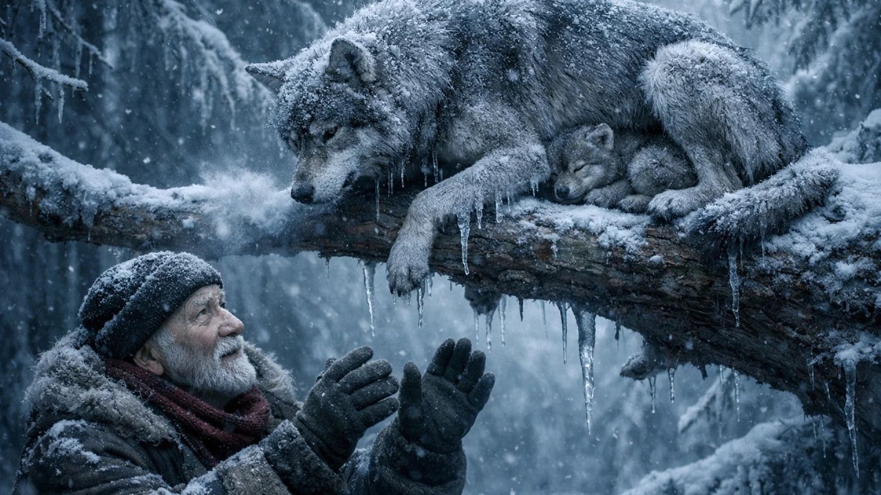 Un bărbat în vârstă a salvat o lup înghețată și puiul ei - și apoi s-a întâmplat ceva neașteptat.