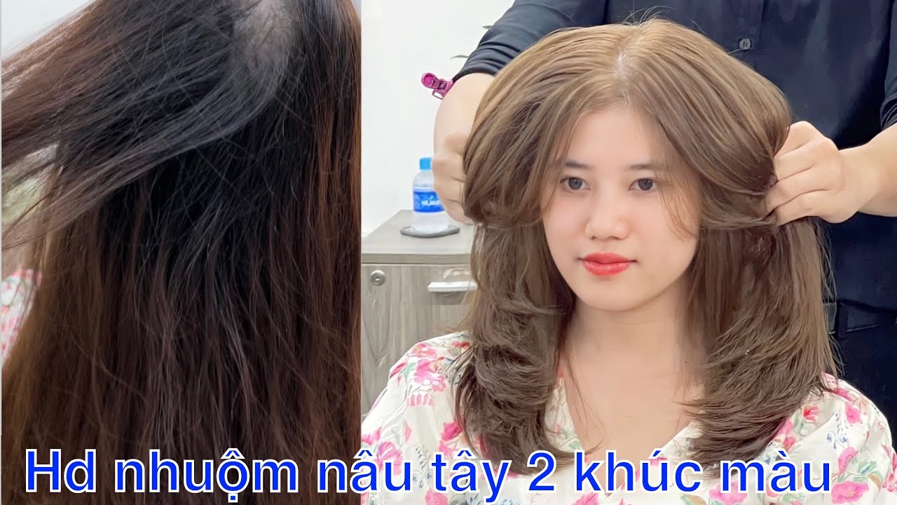 Hướng dẫn nhuộm nâu Tây 2 khúc màu