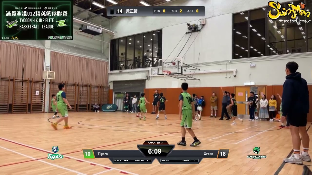 滿貫全港U12精英籃球聯賽 2026-02-07 楓樹窩體育館 Tigers VS Orcas Q3