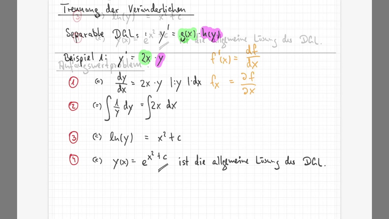Kapitel 5 - Separable Differenzialgleichungen - Trennung der Veränderlichen