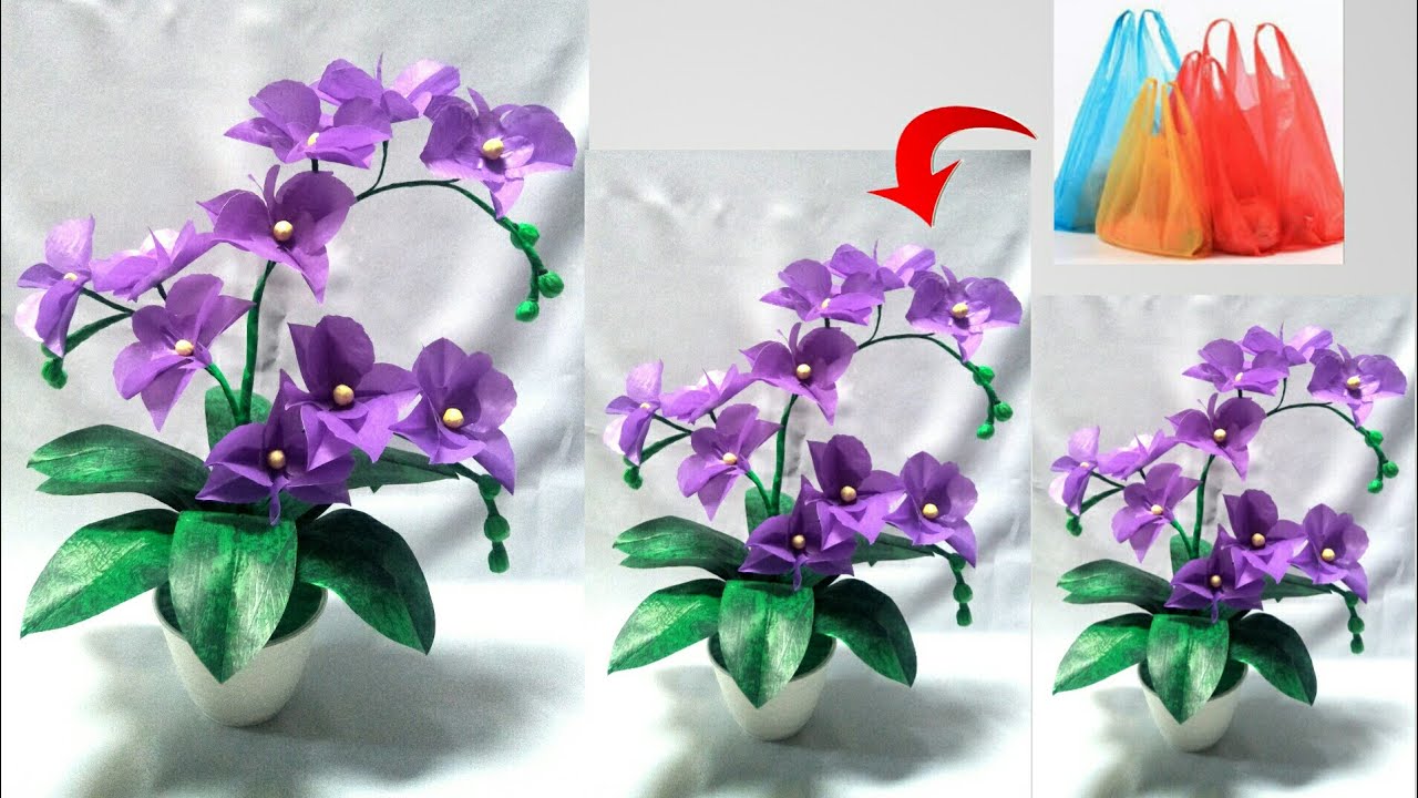 Cara Membuat Bunga Anggrek Dari Plastik Kresek // how to make orchid flower from plastic bag
