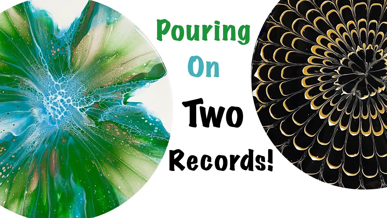 Two SATISFYING Pours on Records - A Bloom And A Strainer Pour! ~ Instrumental Acrylic Paint Pouring