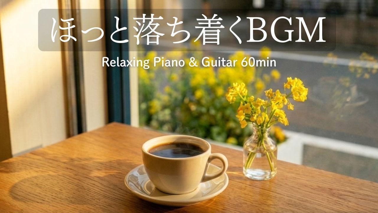 【リラックスBGM】ほっと落ち着く✨癒やしと安らぎのBGM｜Relaxing Piano & Guitar 60min｜リラックス・読書・勉強・作業用音楽