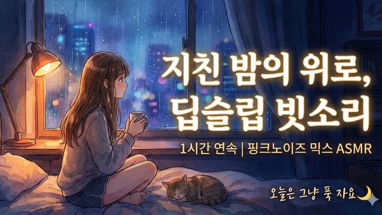 1시간 깊은 수면 유도｜빗소리 + 핑크노이즈｜불면 완화·딥슬립 ASMR