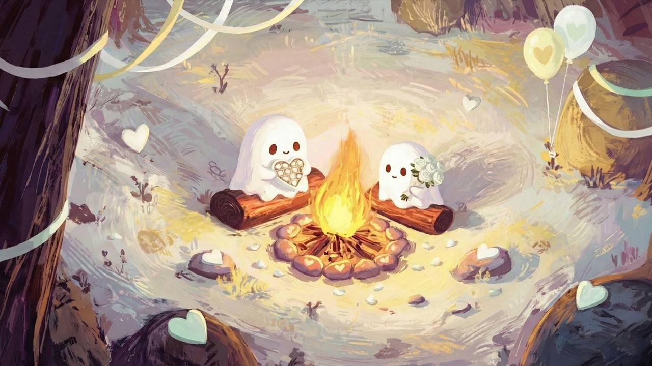 Ghostly White Valentine 👻🤍 Cozy Campfire Lofi ~ Chillhop Beats for Study, Reading & Soft Nights 🔥