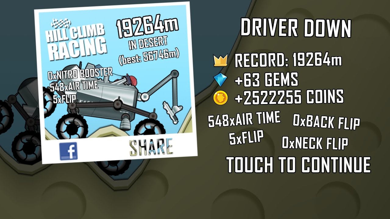 Hill climb racing desert with moonlander 19264m full run 