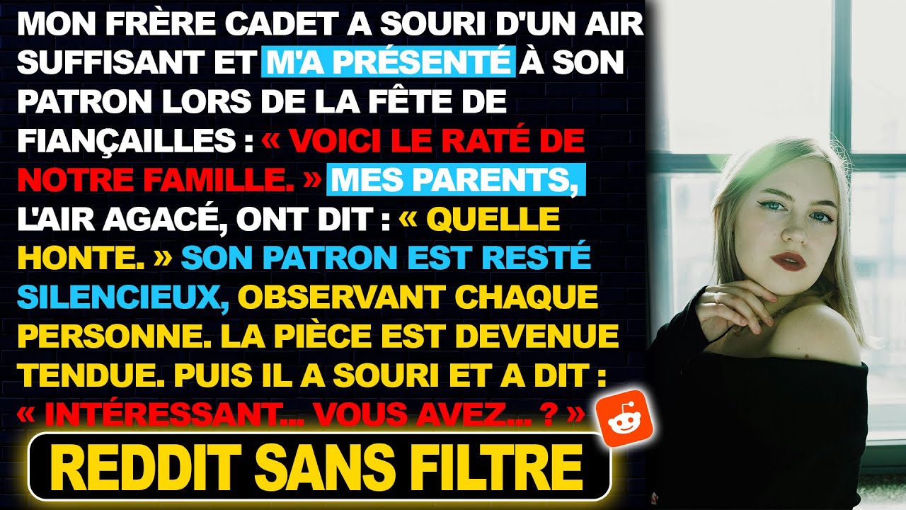 Mon frère a souri en coin et m'a présenté à son patron comme « le raté de la famille ». Alors son...