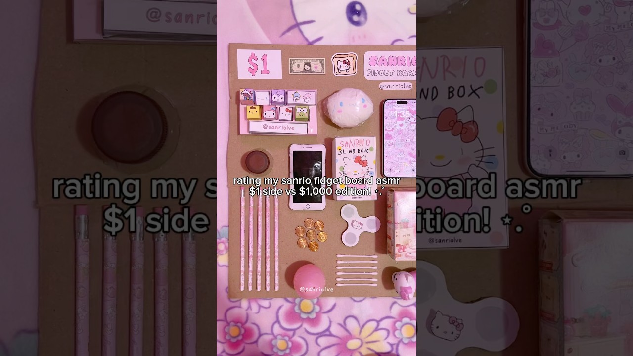 rating my $1 fidget board asmr 💕#diy#fidget#asmr#craft#sanrio#hellokitty#fyp#fidgetboard#blindbox