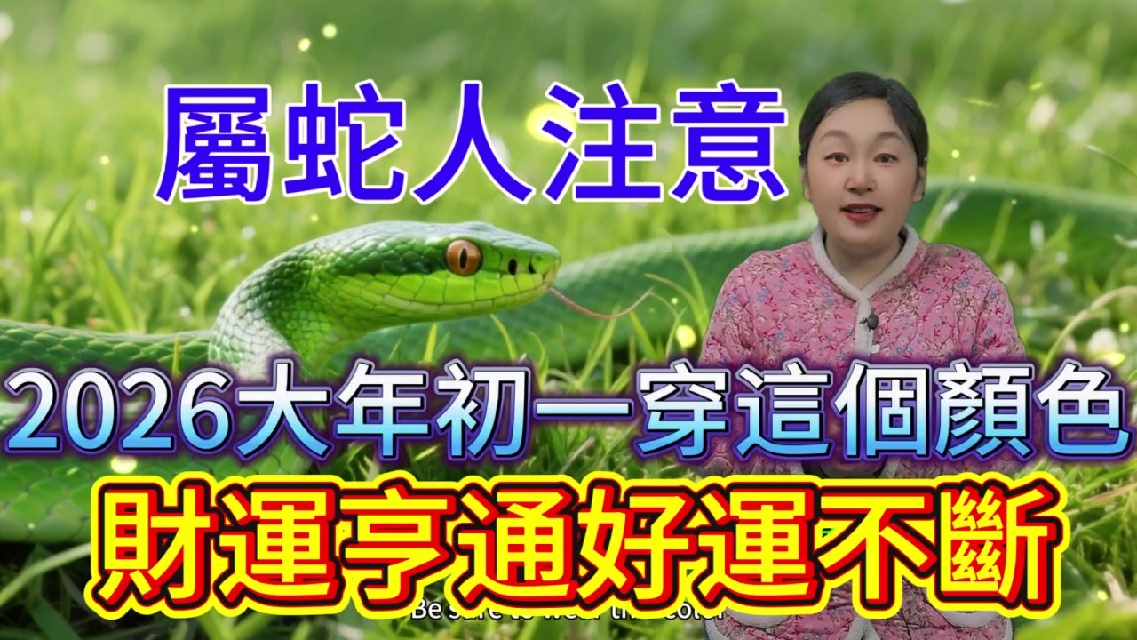 属蛇人注意啦，2026 年大年初一 一定要穿這個顏色，鴻運當頭擋不住，好運主動找上門，大吉大利一整年，開啟輝煌運勢，千萬別錯過這神奇色彩！#運勢 #補財庫旺財氣 #財富 #生肖 #命理