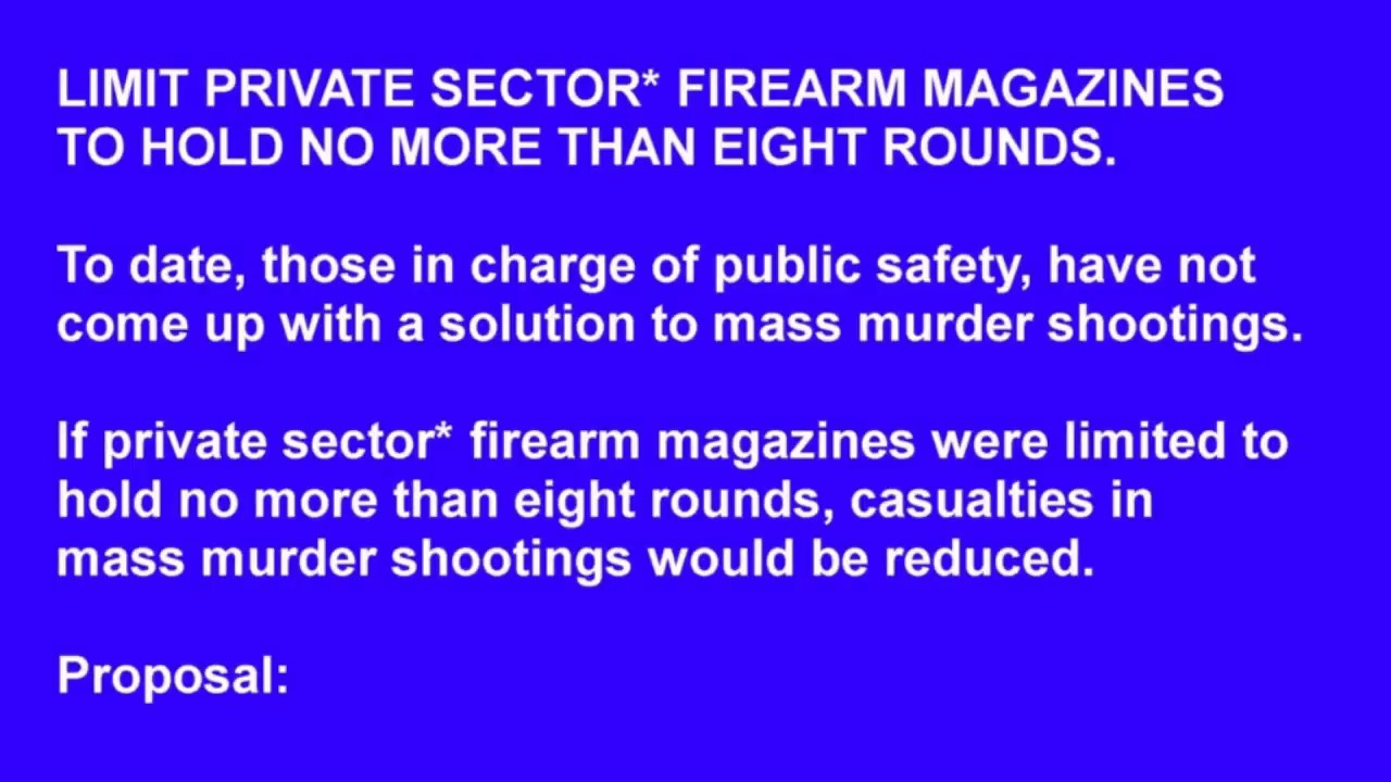 Limit Private Sector* Firearm Magazine Capacity