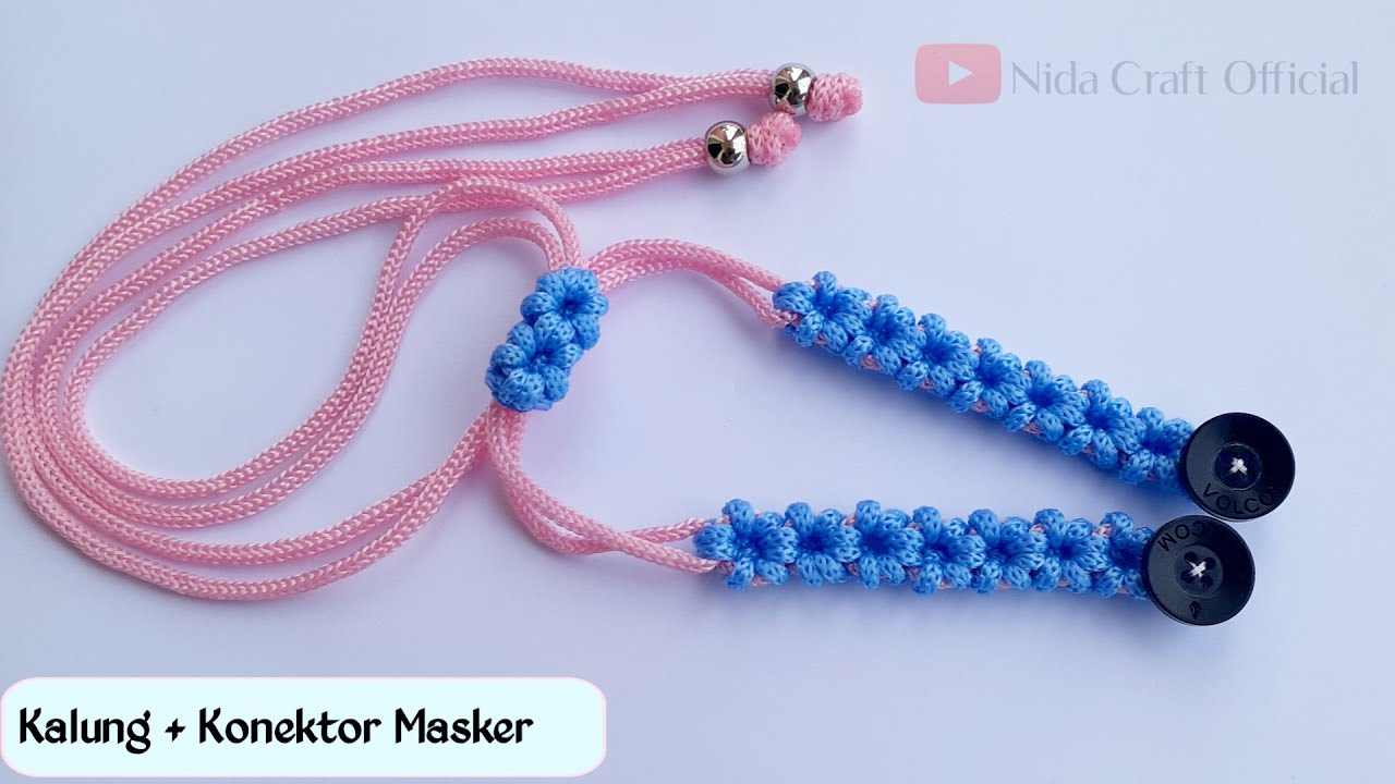 Kalung Masker Dari Tali Kur Motif Bunga || Mask Strap Necklace