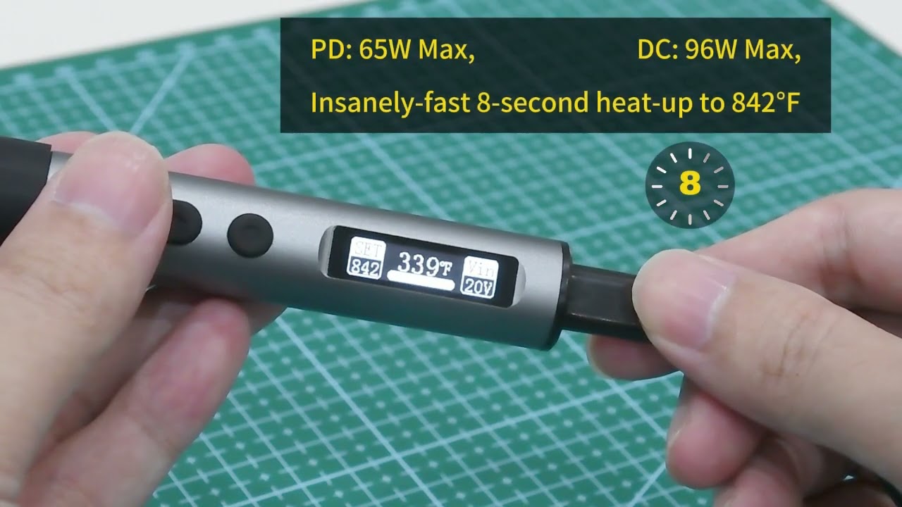 T65 Soldering Iron, 65W PD & 96W DC Portable Soldering Iron with 212&deg;F-842&deg;F Temperature Control