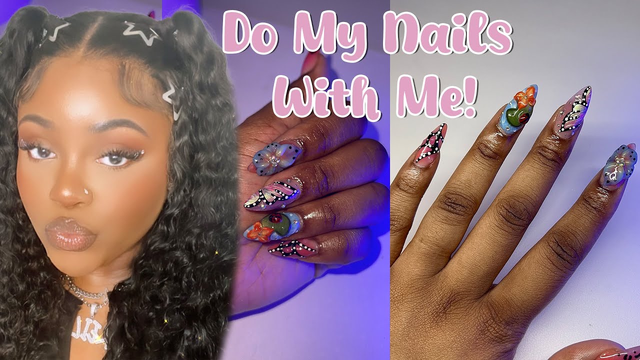 ReilaLuvsNails🌸 | Do my Nails with Me! | Spring/Summer Acrylic Nail Set💅🏾🌸 | Let's Talk!
