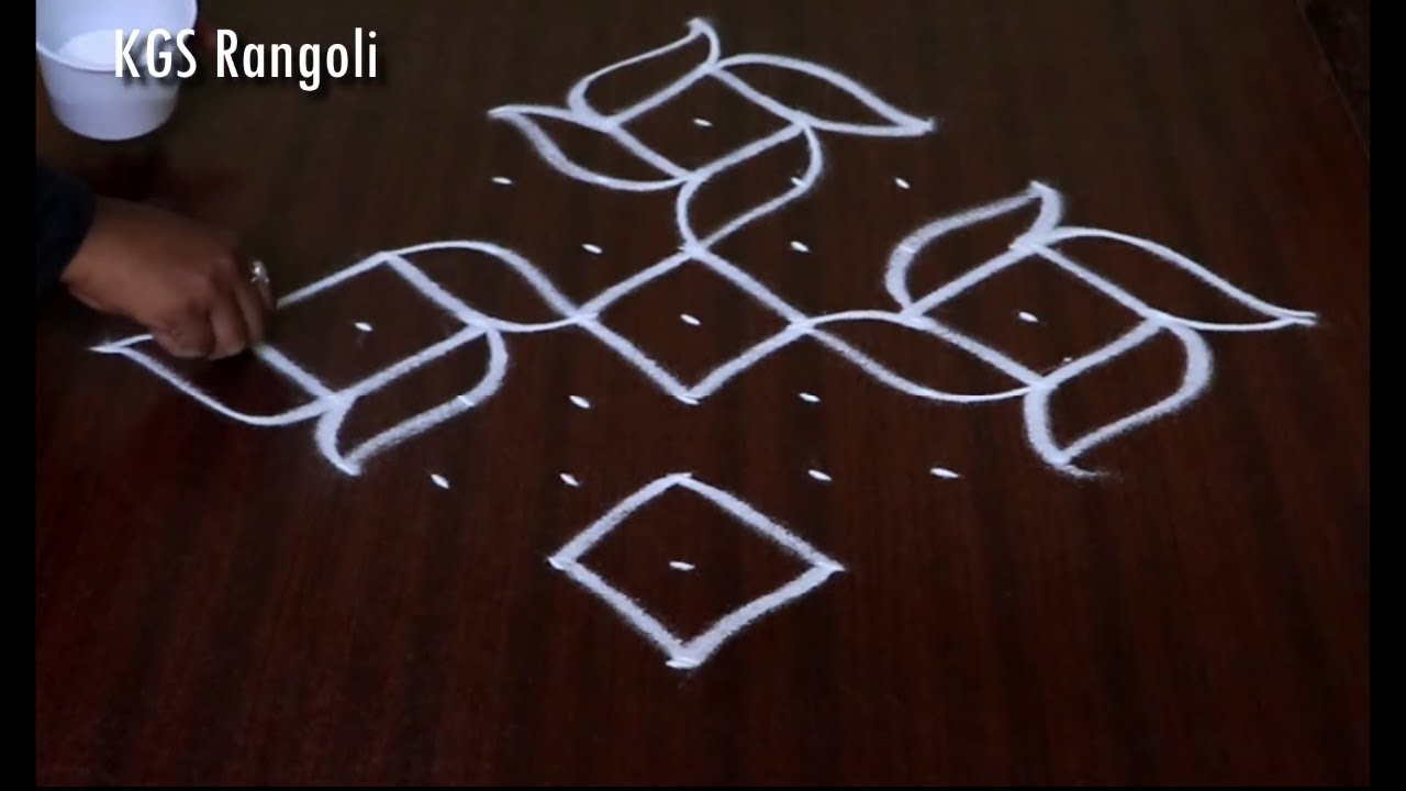Easy Rangoli with 9x1 Dots | Simple Kolam | Daily Rangoli | Make Rangoli | Kolam | KGS Rangoli