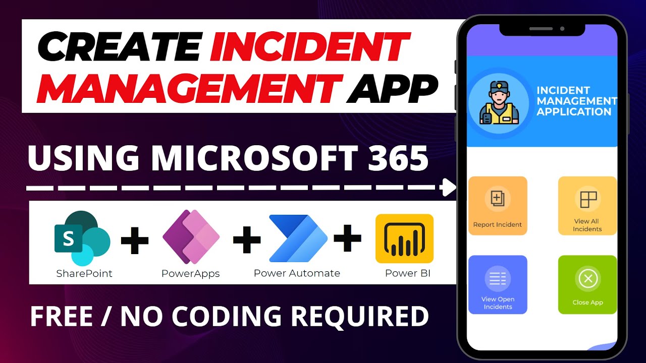 Create Apps Without Code: Incident Management App with PowerApps-  No Code | Complete Project 😮😲