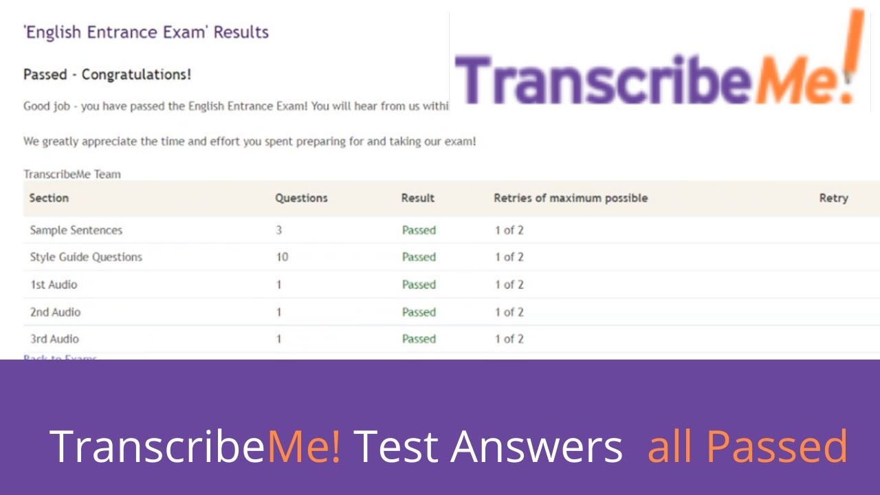 Transcribeme Audio Test Answers | Passed All | 2021