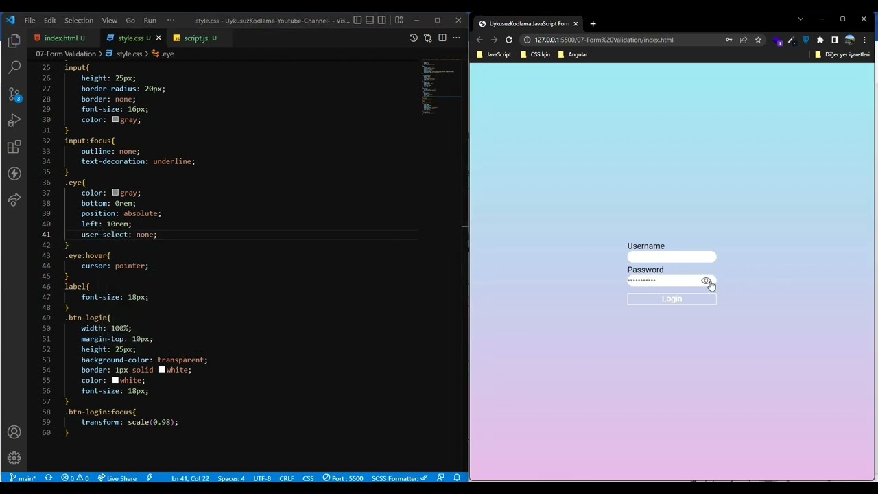 JavaScript Projeleri-Basit Form Validation &Ouml;rneği