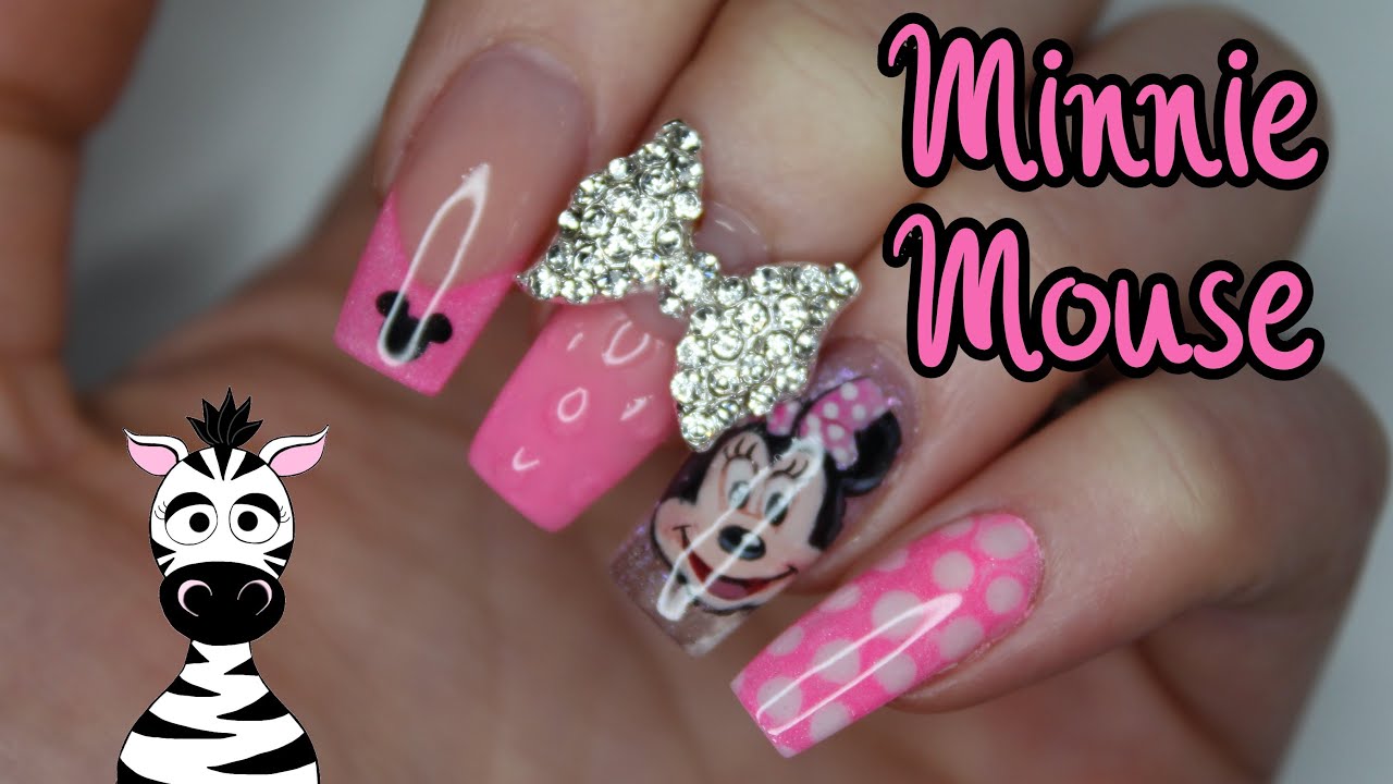 Encapsulated Minnie Mouse Acrylic Nail Art Tutorial