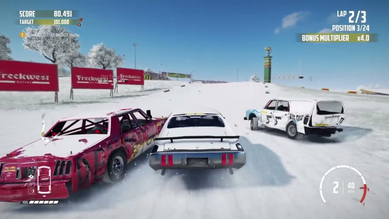 Wreckfest race in the snow