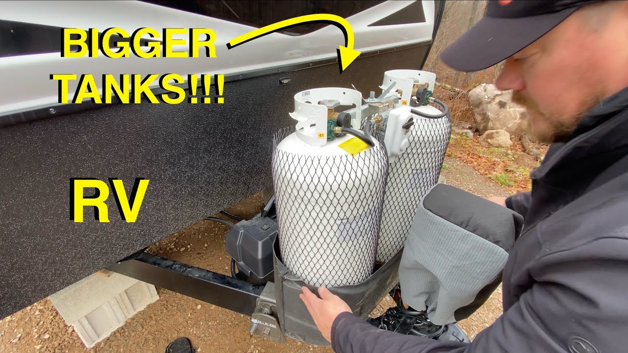 BIGGER RV PROPANE TANKS! | INSTALL | SWAP 20LBS TO 40LBS | KZ CONNECT 241RLK | CAMPER PROPANE TANKS