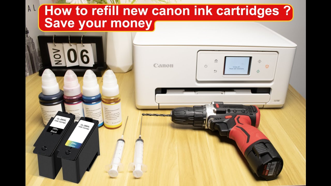 How to refill canon new model printer 285 286 ink cartridges with Pixma TR7820 TS7720 TS7722 Printer