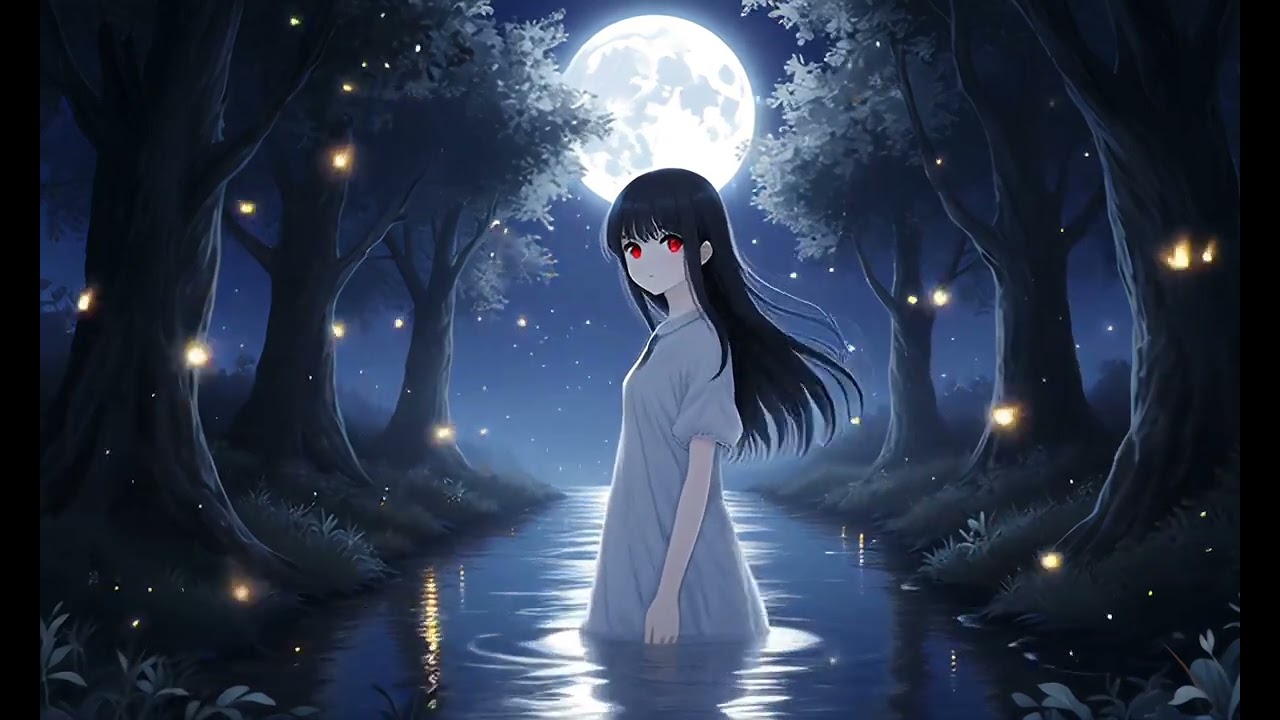 Anime Girl in Moonlit Forest 🌌 Relaxing Anime Music | Calm & Magical