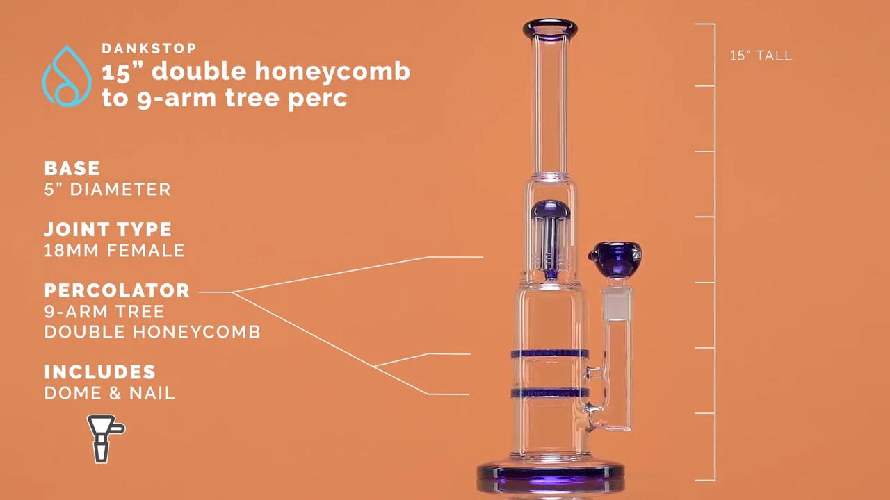 Dankstop   15  Double Honeycomb to 9 arm Tree Perc