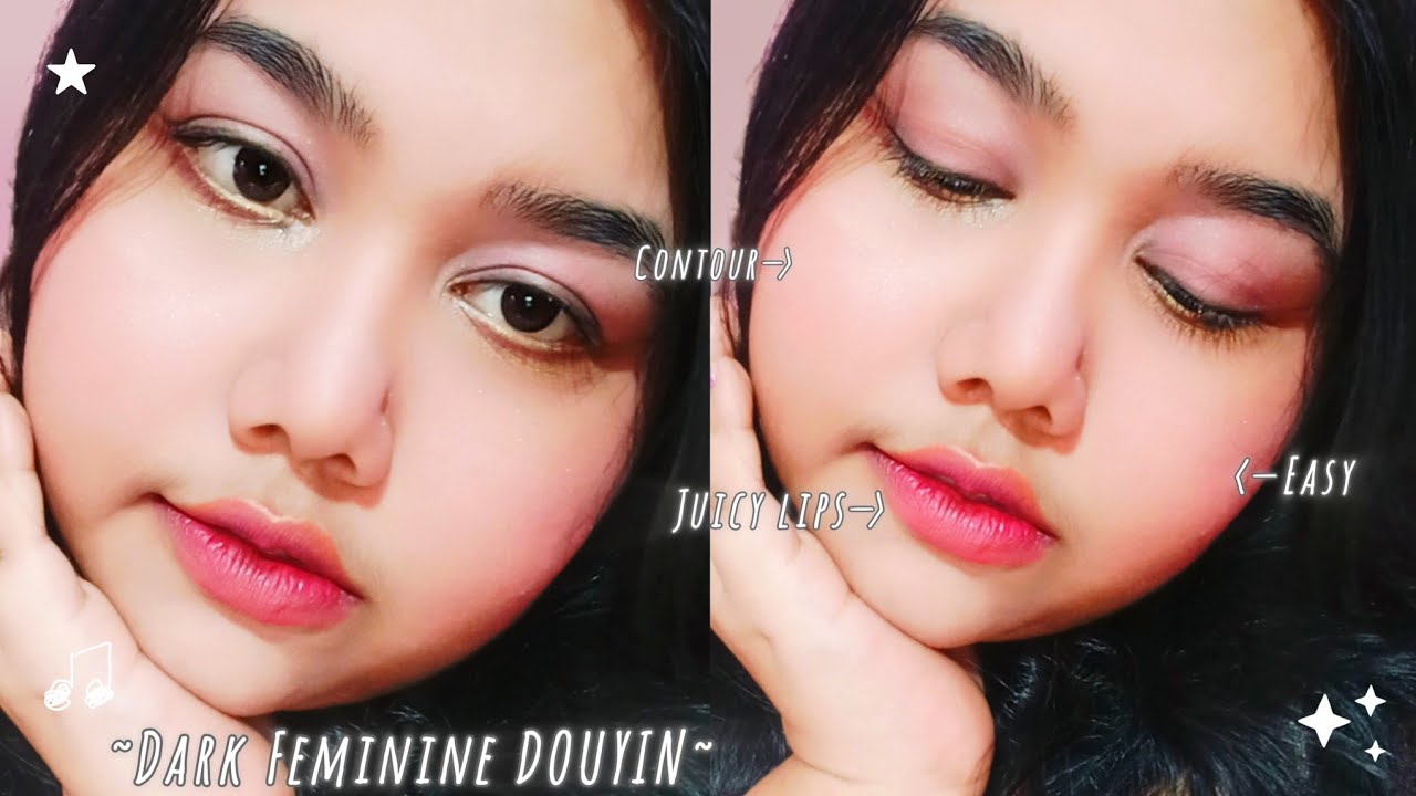 ~DARK FEMININE DOUYIN MAKEUP with products 🎀🎀~