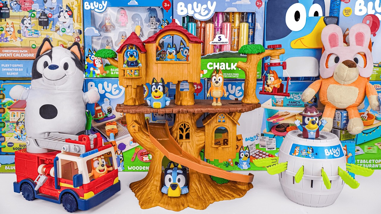 Bluey Toy Collection Unboxing Review 🌳 Bluey Family Adventure Tree House & Bluey Firetruck Playset