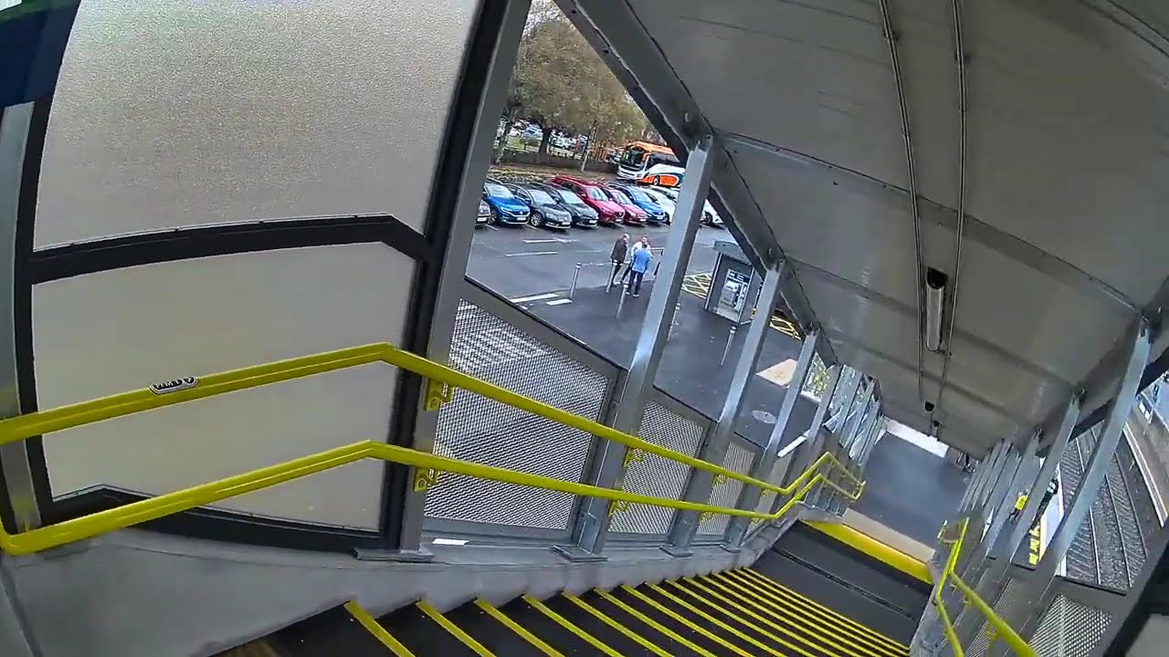 Blind passenger using new lift in Athy to cross from platform 2 to exit on platform 1 - 04.11.2025).