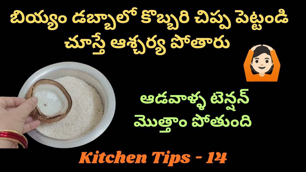 బియ్యం డబ్బాలో కొబ్బరి చిప్ప పెట్టండి👉🏻చూస్తే ఆశ్చర్యపోతారు🙆🏻ఆడవాళ్ళ టెన్షన్  పోతుంది/kitchentips 
